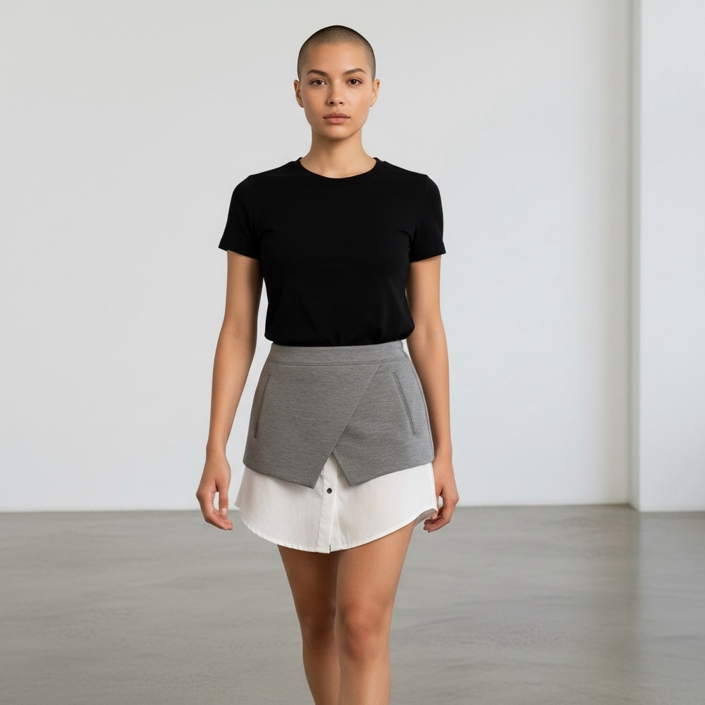 NEW Intermix Emilia Grey Shirt Detail Mini Skirt Size S